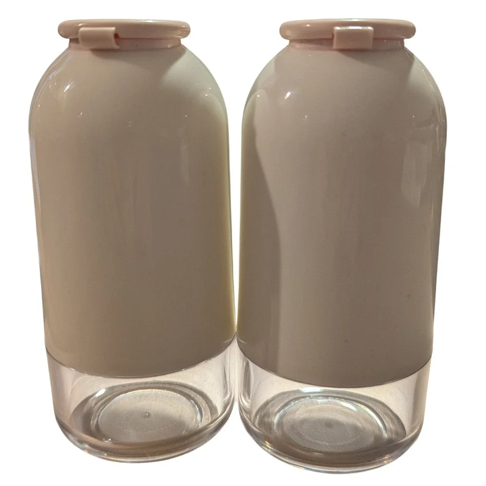 Vintage Tupperware Salt and Pepper Shakers Set‎ Cream and Clear Flip Top Lids